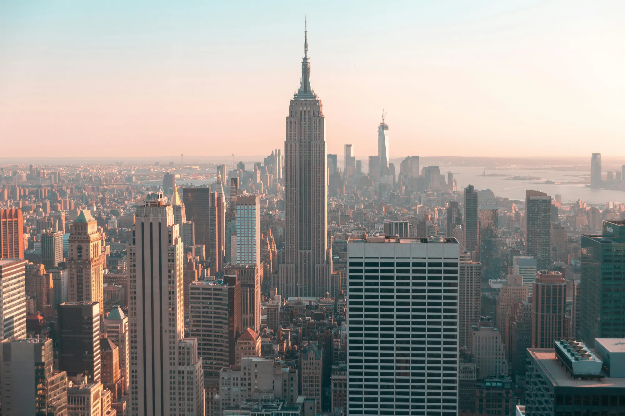 The Manhattan skyline at dusk